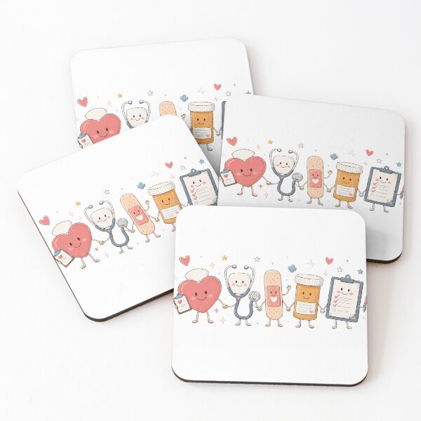 Item preview, Cute Nurse Characters Heart Stethoscope Bandage Medical designed and sold by VGAfanatic.