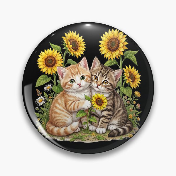 Item preview, Cute kittens with sunflowers designed and sold by ReneMM.