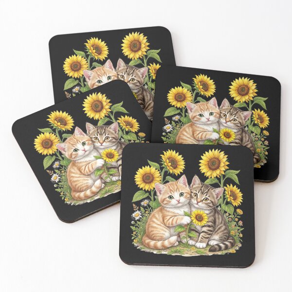 Artikelvorschau, Süße Kitten mit Sonnenblumen entworfen und verkauft von ReneMM.