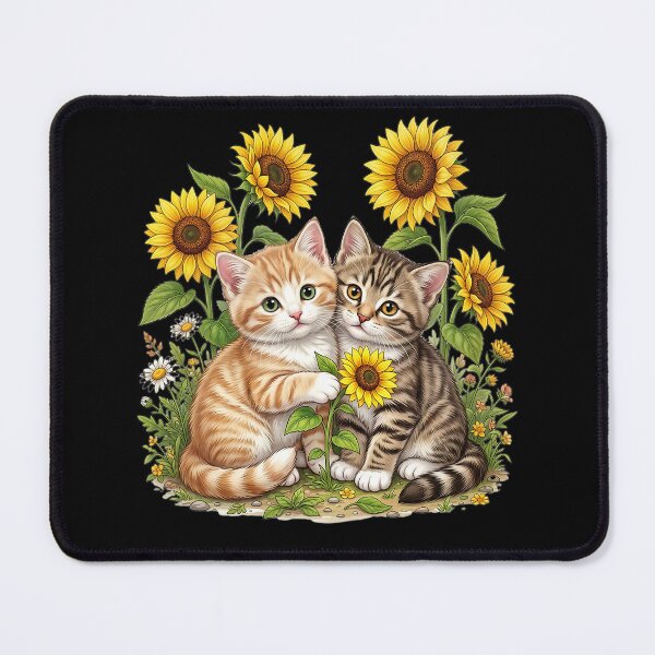 Item preview, Cute kittens with sunflowers designed and sold by ReneMM.