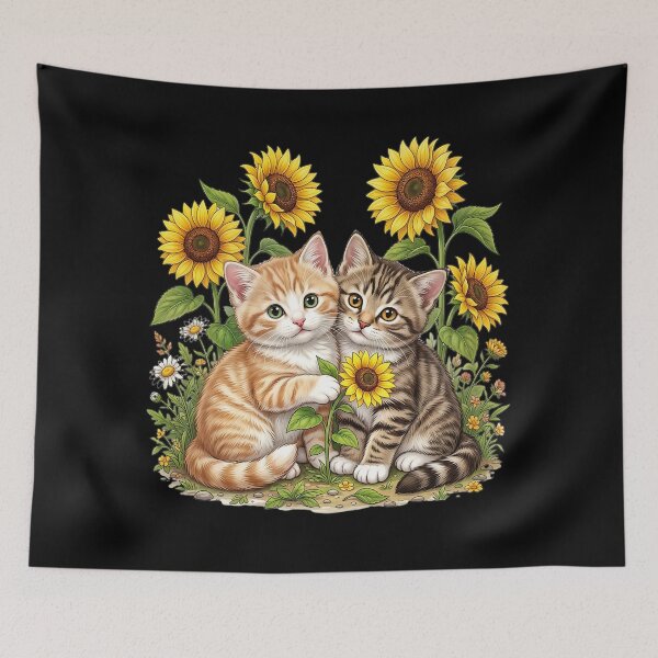 Item preview, Cute kittens with sunflowers designed and sold by ReneMM.