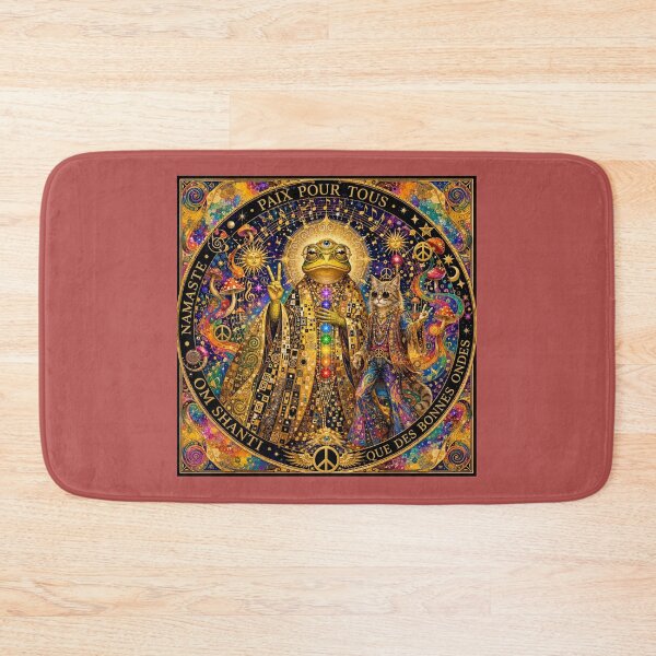 Item preview, The Great Toad Guru - Peace For All, Chakras and Cosmos à la Klimt with the Hippie Cat designed and sold by Natalia-Vlad.