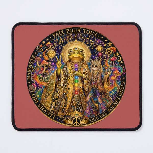 Item preview, The Great Toad Guru - Peace For All, Chakras and Cosmos à la Klimt with the Hippie Cat designed and sold by Natalia-Vlad.