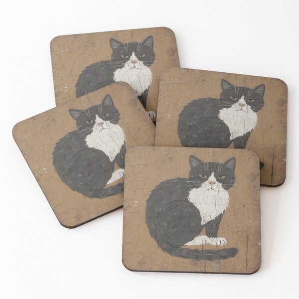 Item preview, Tuxedo Cat Curled Into a Loaf Folk Art designed and sold by PictorialWhimsy.