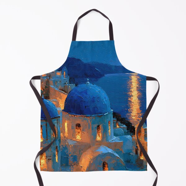 Item preview, Santorini Oia Blue Dome Church Moonlight Sea Reflection Impressionist Art designed and sold by daila70.