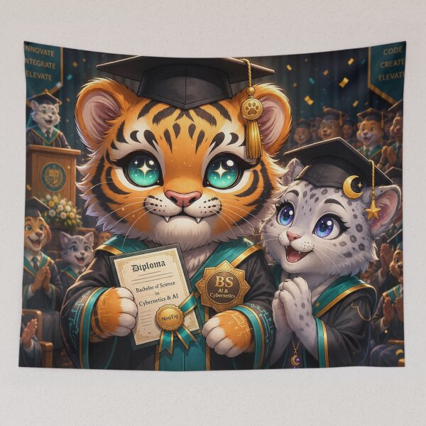 Item preview, Funny Tiger Graduation Gift Cybernetics Degree Cute Animal Graduate Art NeoTigLuna designed and sold by NeoTigLuna.