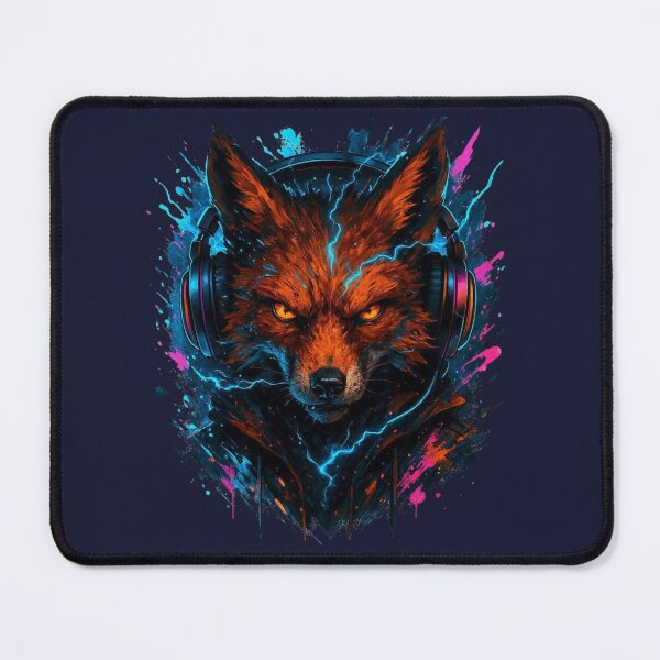 Item preview, Neon Cyber Fox With RGB Headphones, Glowing Gamer Fox Art, Futuristic Street Art Animal Design designed and sold by gkhanco.