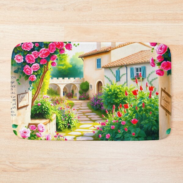Item preview, rose garden with old style buiding designed and sold by CooksCreators.