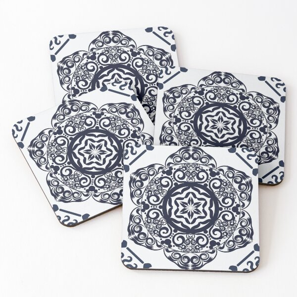 Item preview, Blue and White Portuguese Tile Mediterranean Mandala Pattern designed and sold by ThiagoSDantas.