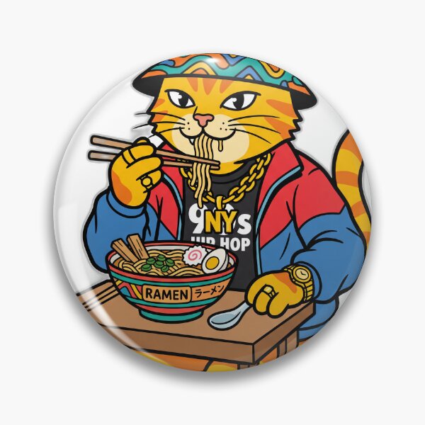 Item preview, 90s Hip Hop Streetwear Cool Cat Ramen Bucket Hat designed and sold by ryanguas.
