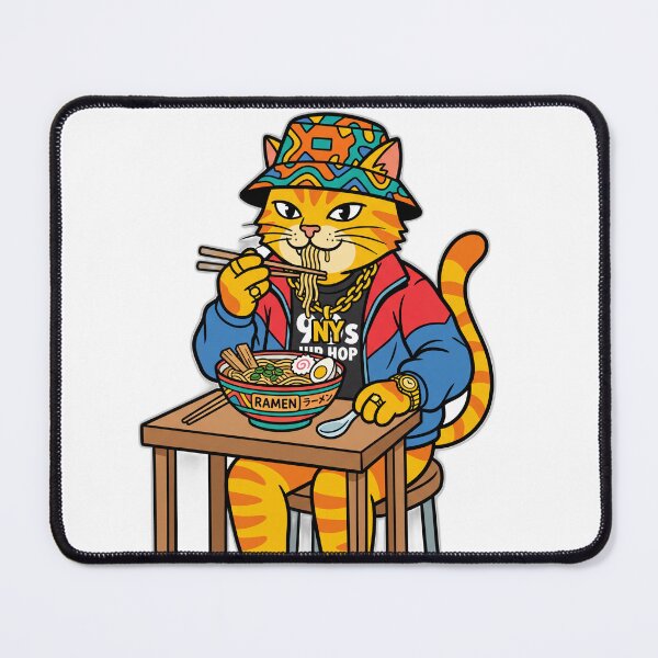 Item preview, 90s Hip Hop Streetwear Cool Cat Ramen Bucket Hat designed and sold by ryanguas.