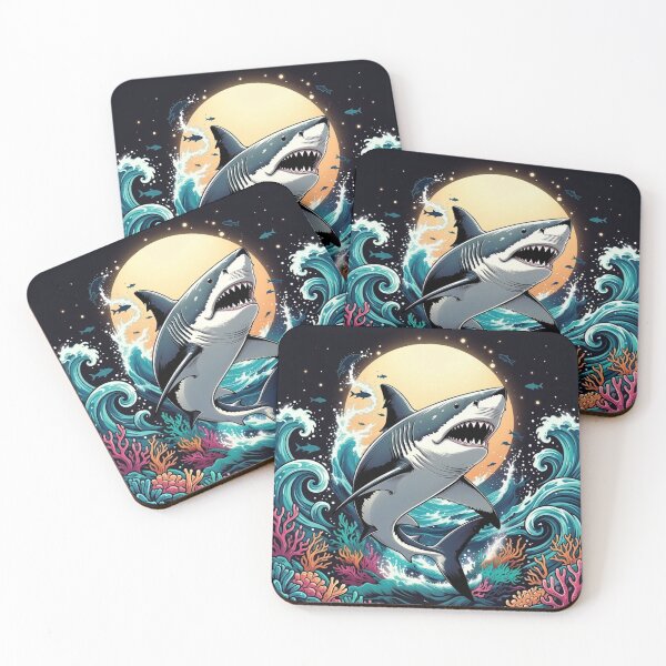 Item preview, Moonlit Shark Attack – Ocean Power Art designed and sold by Dogandesighn.