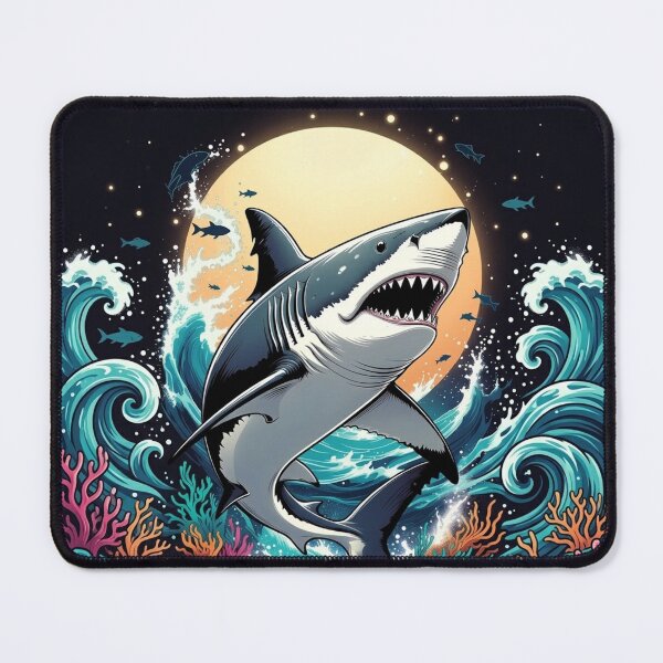 Item preview, Moonlit Shark Attack – Ocean Power Art designed and sold by Dogandesighn.
