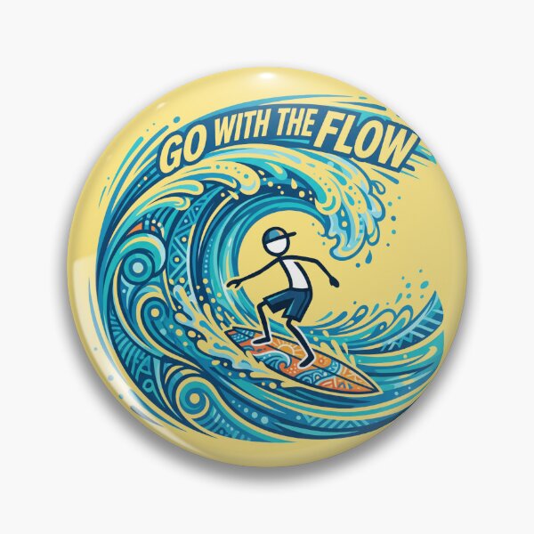 Item preview, Go With The Flow Stickman Surfing | Minimal Surf T-Shirt Design designed and sold by Chroma Dreams .