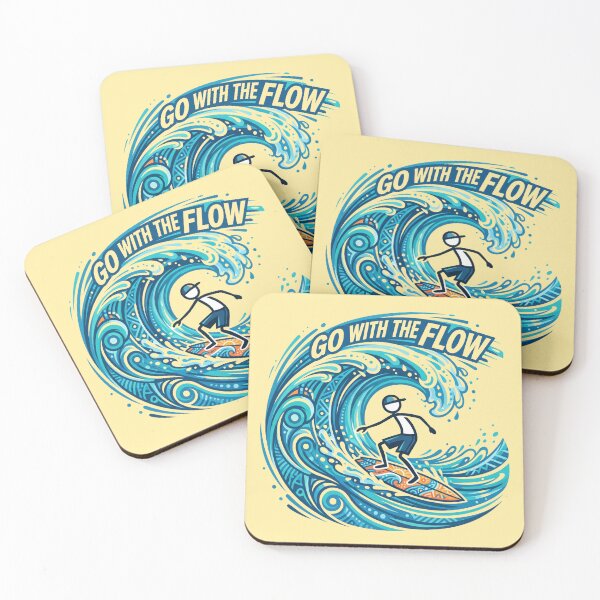 Item preview, Go With The Flow Stickman Surfing | Minimal Surf T-Shirt Design designed and sold by Chroma Dreams .