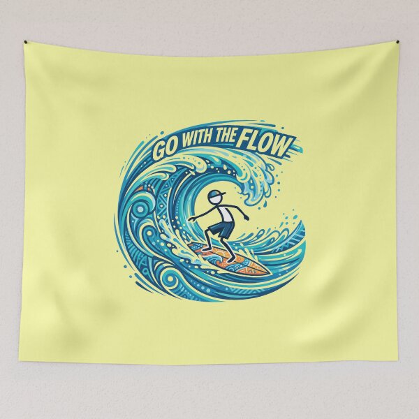 Item preview, Go With The Flow Stickman Surfing | Minimal Surf T-Shirt Design designed and sold by Chroma Dreams .