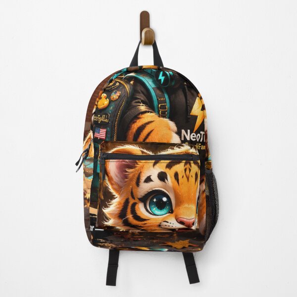 Item preview, Funny Back to School Tiger Kids Gift Student Backpack Sticker Animal Art NeoTigLuna designed and sold by NeoTigLuna.