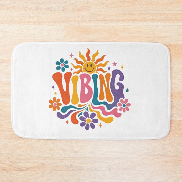 Item preview, Vibing Retro Groovy Sun Smiley Face | 70s Boho Rainbow Floral Colorful Graphic Tee Tags: designed and sold by QuirkyCloud Designs.