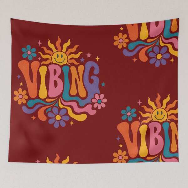 Item preview, Vibing Retro Groovy Sun Smiley Face | 70s Boho Rainbow Floral Colorful Graphic Tee Tags: designed and sold by QuirkyCloud Designs.