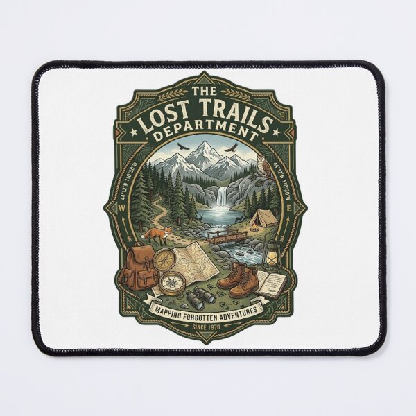 Item preview, The Lost Trails Department Vintage Hiking Adventure Heritage Badge Design designed and sold by CreativeNest Prints.