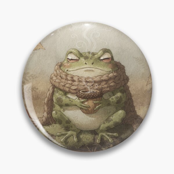 Item preview, Frog in a Knitted Scarf Guarding the Last Acorn Coffee designed and sold by PictorialWhimsy.