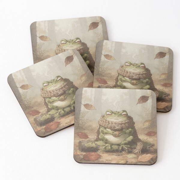 Item preview, Frog in a Knitted Scarf Guarding the Last Acorn Coffee designed and sold by PictorialWhimsy.