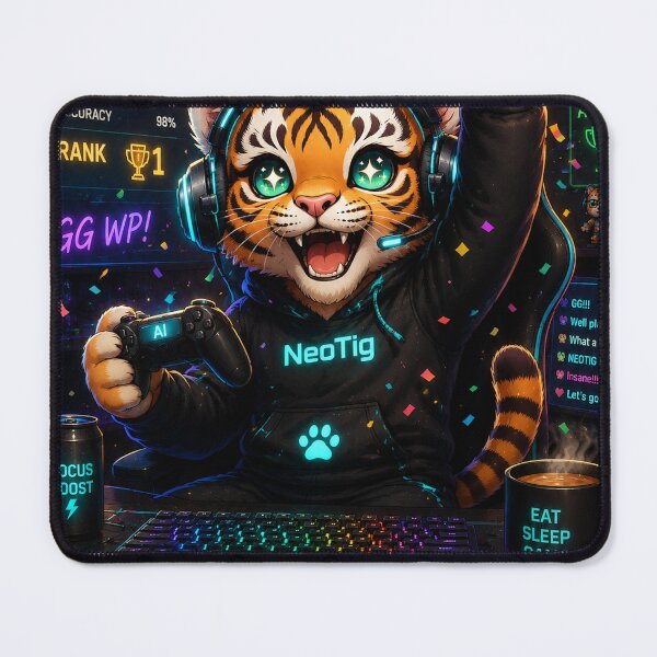 Item preview, Funny Gamer Tiger Gaming Victory Gift Mouse Pad Poster Gamer Humor NeoTigLuna designed and sold by NeoTigLuna.
