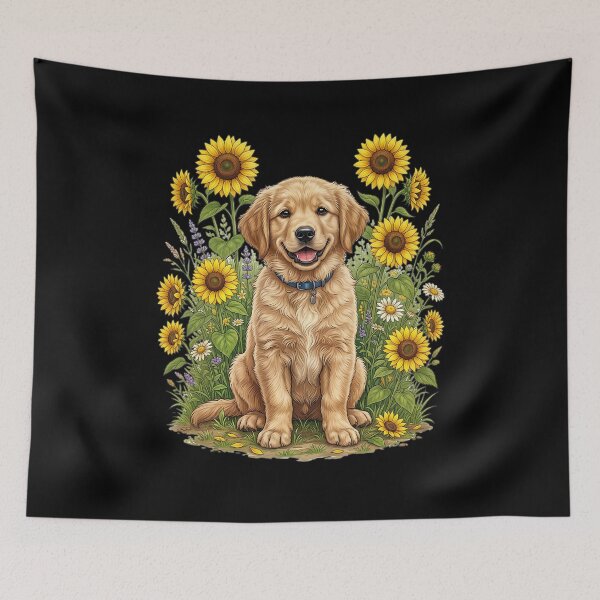 Item preview, Cute dog with sunflowers designed and sold by ReneMM.