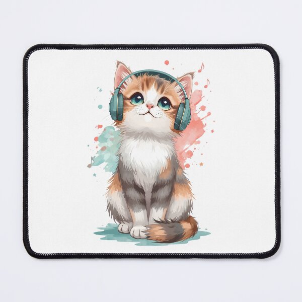 Item preview, Cute Kitten With Headphones Watercolor | Music Cat Kawaii Pastel Cat Lover Gift Tee Tags: designed and sold by QuirkyCloud Designs.