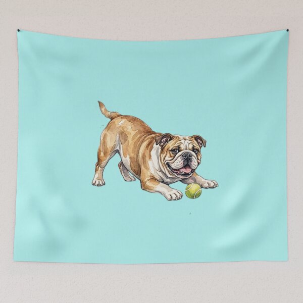 Artikelvorschau, Aquarell-Bulldogge beim Spielen entworfen und verkauft von TheMagicIcon.