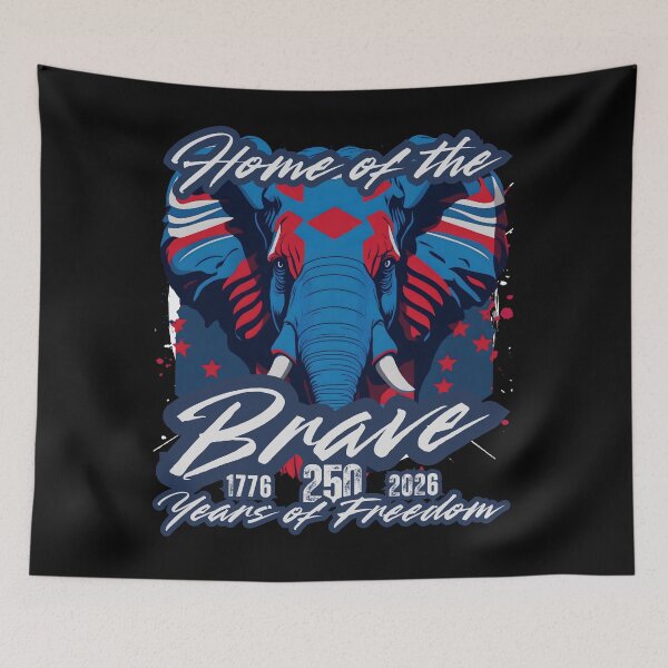 Item preview, Home of the Brave Elephant — 1776 to 2026 America 250 Years of Freedom Patriotic Geometric Design designed and sold by GFamilyC.