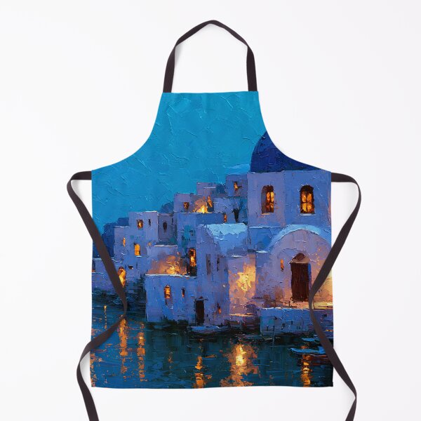 Item preview, Santorini Oia Blue Dome Church Cliffside Moonlight Sea Impressionist Art designed and sold by daila70.