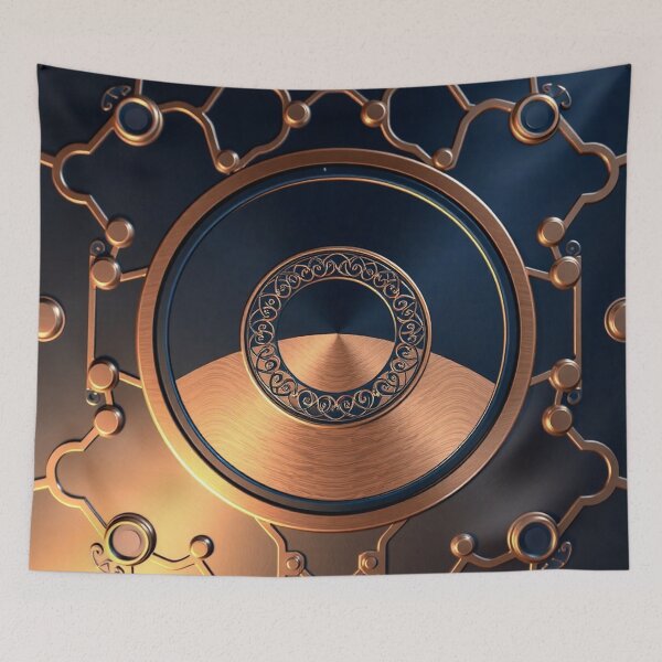 Item preview, Luxury Dark Blue Gold Mandala Art Print designed and sold by IntelliMindDesigns.