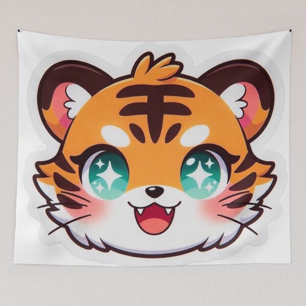 Item preview, Cute Tiger Sticker Kawaii Tiger Face Kids Gift Chibi Tiger Art NeoTigLuna designed and sold by NeoTigLuna.