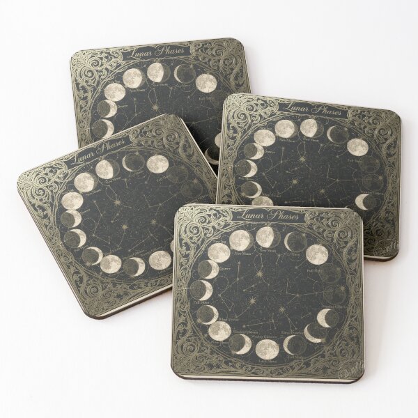 Item preview, Celestial Moon-Phase Chart in Gilt designed and sold by PictorialWhimsy.