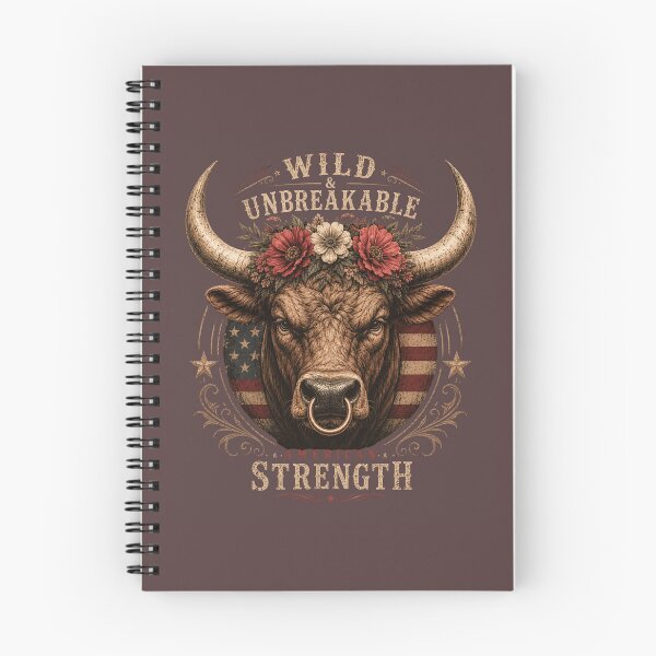 Item preview, Wild & Unbreakable Bull Head with Floral Crown Western Strength. designed and sold by LunaPrintCo.