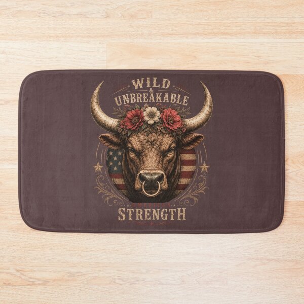 Item preview, Wild & Unbreakable Bull Head with Floral Crown Western Strength. designed and sold by LunaPrintCo.