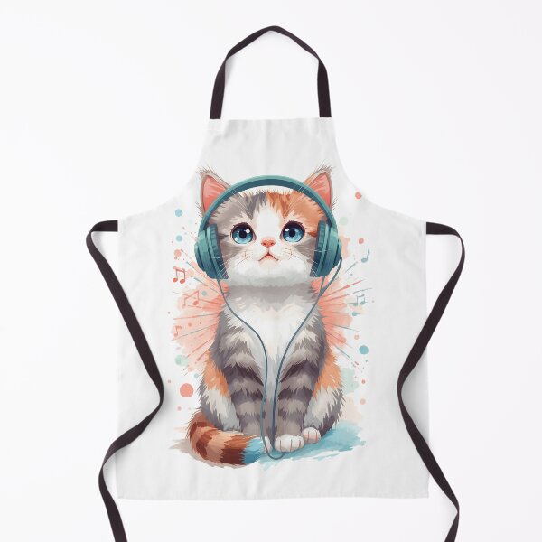 Item preview, Cute Tabby Kitten With Headphones Watercolor | Music Cat Blue Eyes Kawaii Cat Lover Tee designed and sold by QuirkyCloud Designs.