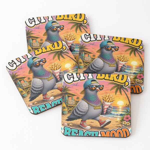 Aperçu de l'œuvre City Bird Beach Mood Pigeon créée et vendue par BagFactoryUK.