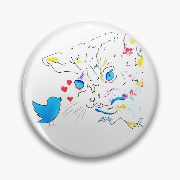 Item preview, Chirping Hearts - illustrratione Pop Art gatto e uccellino designed and sold by NKostudio.