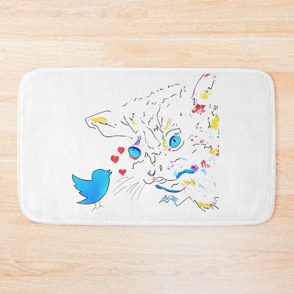 Item preview, Chirping Hearts - illustrratione Pop Art gatto e uccellino designed and sold by NKostudio.