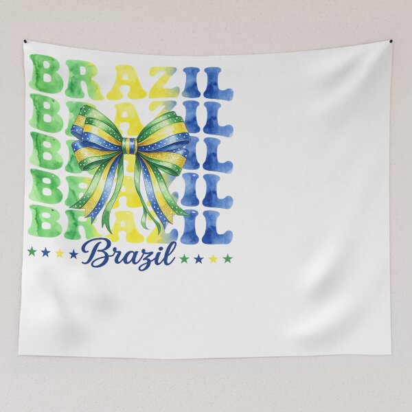 Item preview, Brazil Flag Colors Watercolor Bow Design designed and sold by JMDesignHub.