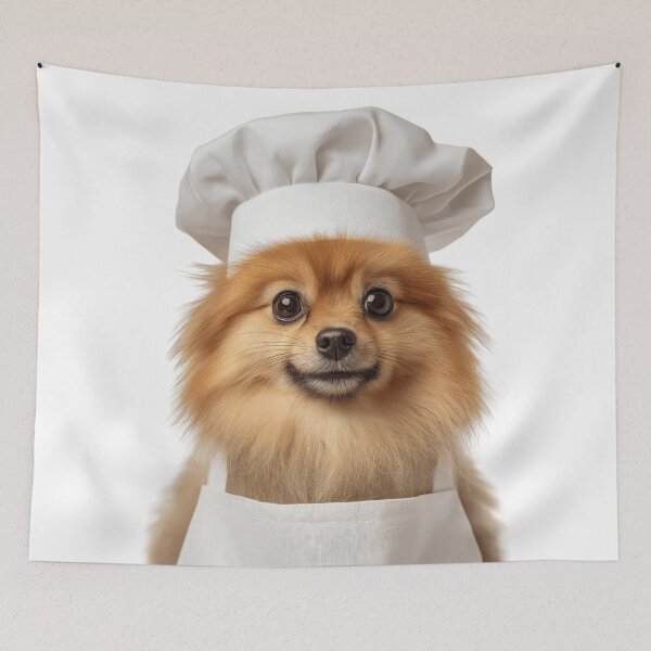 Item preview, Funny Pomeranian Dog Chef Realistic Animal Cooking Humor Art designed and sold by LazyOwlStore.