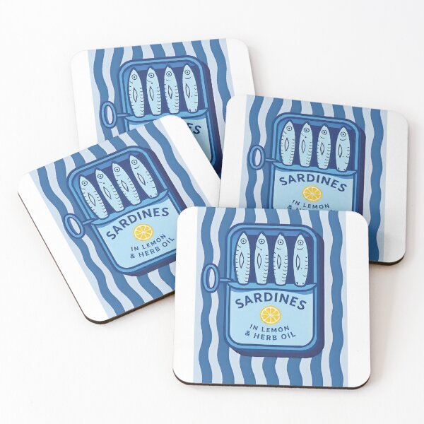 Item preview, Retro Sardines Tin Sticker | Blue Minimal Fish Can Illustration | Vintage Seafood Aesthetic Waterproof Sticker designed and sold by ayatstudio.
