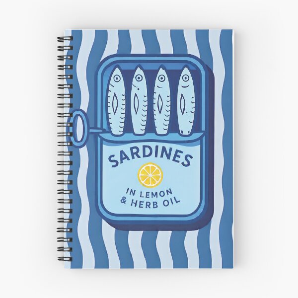 Item preview, Retro Sardines Tin Sticker | Blue Minimal Fish Can Illustration | Vintage Seafood Aesthetic Waterproof Sticker designed and sold by ayatstudio.