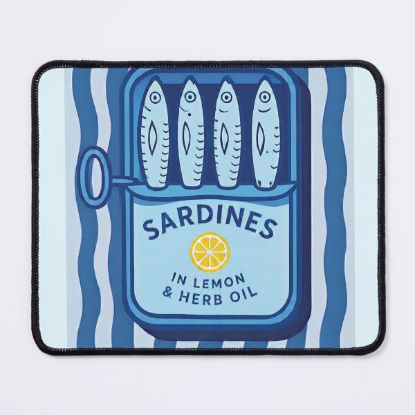 Item preview, Retro Sardines Tin Sticker | Blue Minimal Fish Can Illustration | Vintage Seafood Aesthetic Waterproof Sticker designed and sold by ayatstudio.