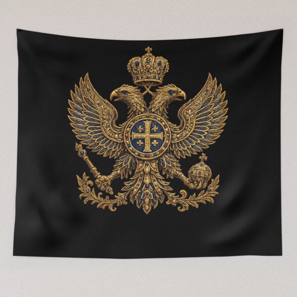 Item preview, Byzantine Crowned Eagle Embroidery | Double-Headed Imperial Royal Crest Luxury Art designed and sold by Emoji Emblems.