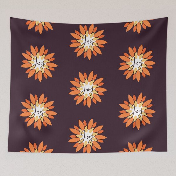 Item preview, Pretty Orange Paper Flower JOY Cursive Typography designed and sold by TackyTime.