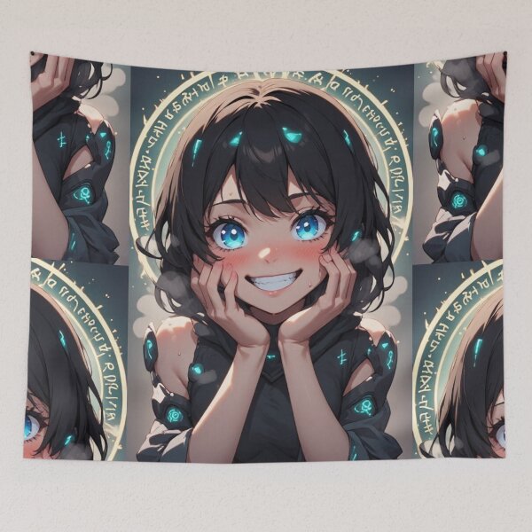 Item preview, Cute magical anime girl smiling designed and sold by ArtsJulian.