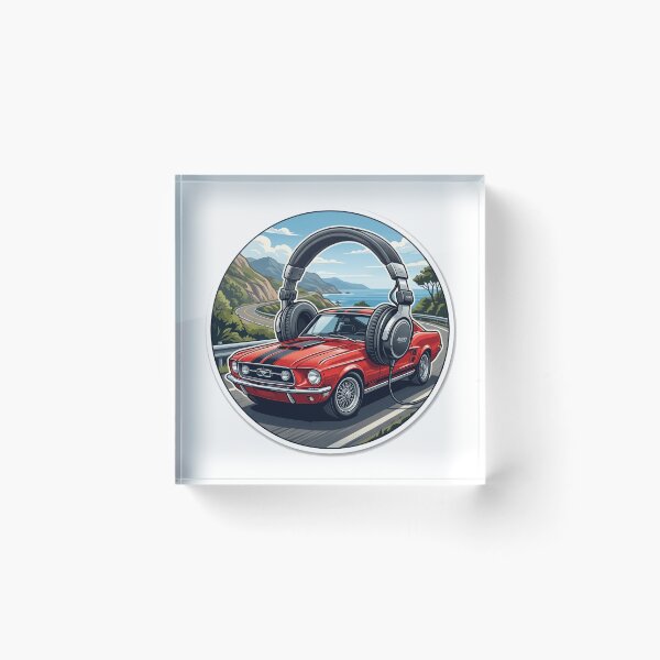 Item preview, Classic Muscle Car Wearing Headphones Retro Sticker Art designed and sold by MottotoTech.
